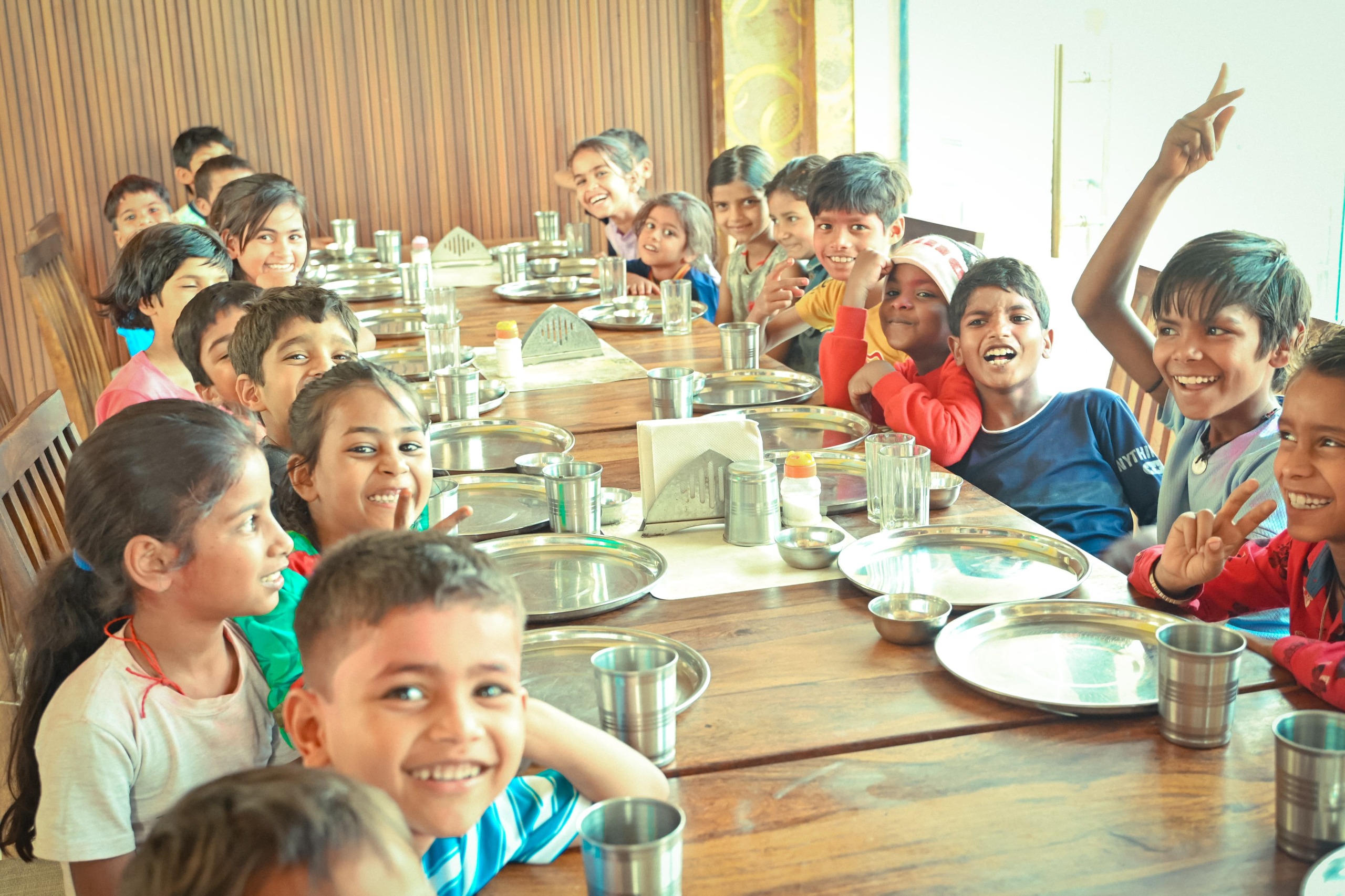 Children enjoying meals